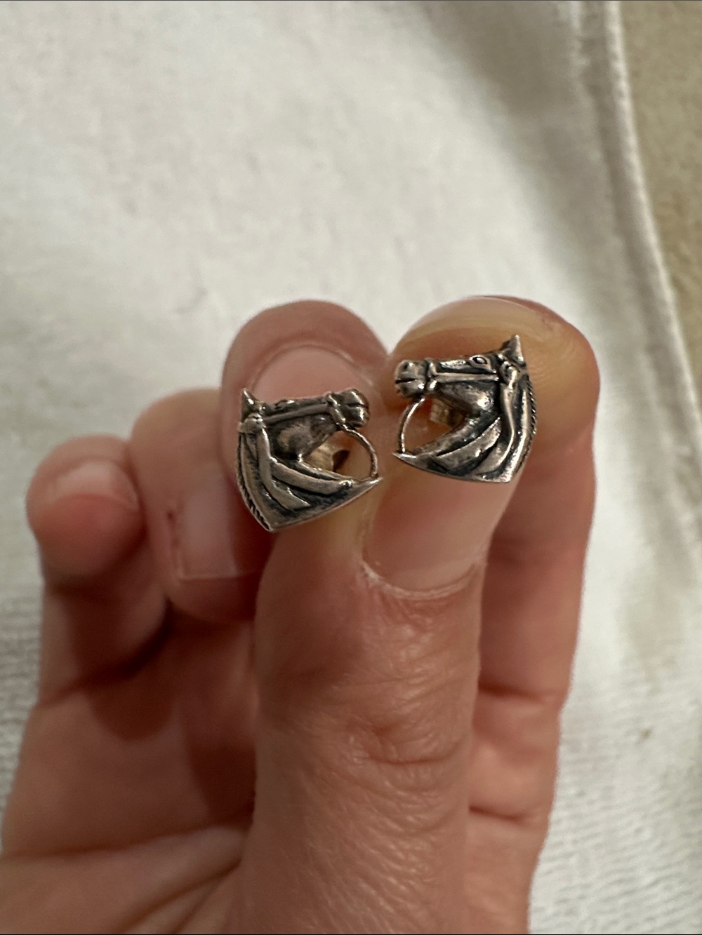 Horse Head Silver Stud Earrings